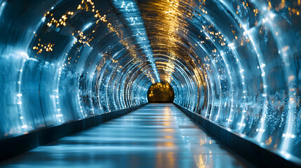 Poster - Augmented reality tunnel experience futuristic city digital wallpaper urban environment immersive viewpoint background visualization