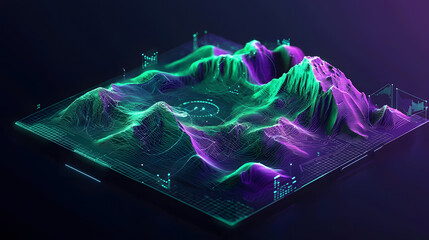 Poster - Augmented reality visualized through vibrant mountain landscapes stunning wallpaper background immersive digital art