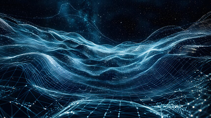 Poster - Augmented reality visualization of digital waves abstract background wallpaper futuristic environment technology concept