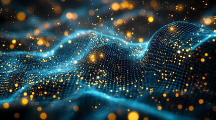 Poster - Dynamic blockchain cybersecurity visualized digital background wallpaper futuristic environment abstract viewpoint