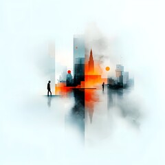 Poster - A surreal and vibrant cityscape featuring holographic data visualizations depicting the convergence of information and metropolitan landscapes in a digital futuristic setting