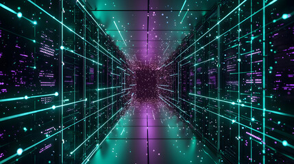 Poster - Dynamic cloud computing visualization digital realm abstract wallpaper futuristic environment immersive viewpoint