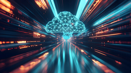 Poster - Dynamic cloud computing visuals digital space abstract wallpaper background futuristic environment close-up view