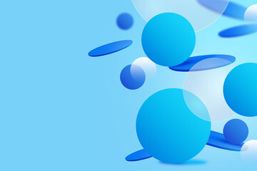 Poster - Abstract 3D geometric circle gradient soft light blue bokeh background for Graphic business background technology digital design illustration web template background backdrop desktop wallpaper bubbles
