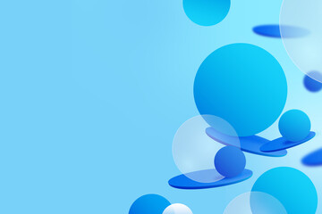 Poster - Abstract 3D geometric circle gradient soft light blue bokeh background for Graphic business background technology digital design illustration web template background backdrop desktop wallpaper bubbles