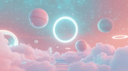 Wall Mural - pink clouds and blue sky