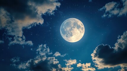 Naklejka na meble Full Moon with Clouds in the Night Sky