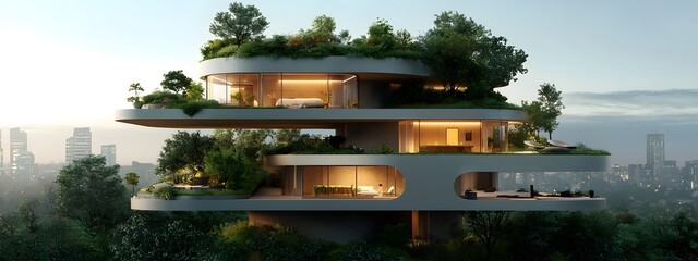 Poster - conceptual blueprint for an innovative eco friendly high rise residential complex featuring a dynami