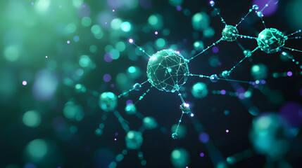 Poster - Quantum computing and multidimensional data visualization wallpaper abstract green background digital art environment