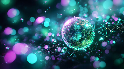 Poster - Quantum computing visualization digital background abstract wallpaper multidimensional environment futuristic concept