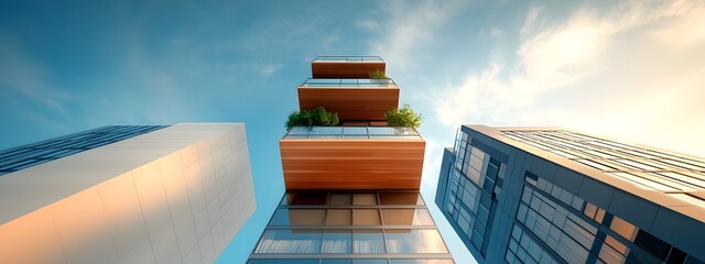 Poster - cutting edge architectural design for a modern high rise urban apartment complex featuring sleek gla