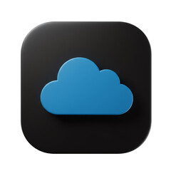 Poster - 3D Blue Cloud Icon on Black Rounded Square