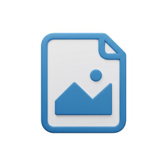 Poster - 3D Blue Image File Icon on Transparent Background
