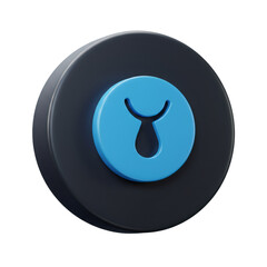 Poster - blue 3d circular icon on dark background