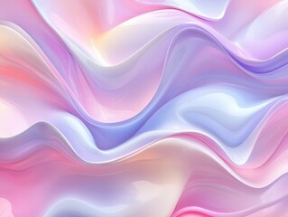 Fototapete - Soft flowing waves merge pastel colors of pink and blue, creating a soothing and abstract design, conveying motion and tranquility