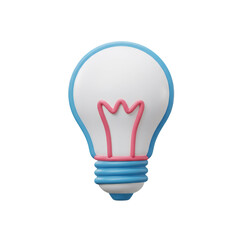 Poster - 3D Render of a Lightbulb with Blue and Pink Accents on Transparent Background