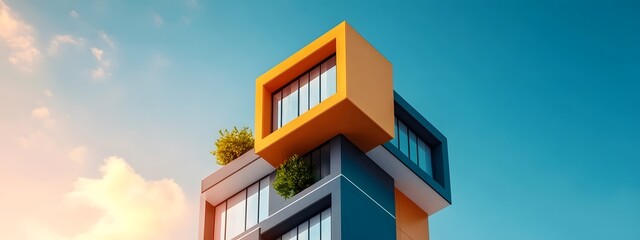 Poster - detailed 3d visualization of a structural engineering design for a new luxury highrise apartment bui