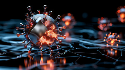 Poster - Impact of covid-19 virus on technology and society digital realm 3d visualization sci-fi environment abstract viewpoint