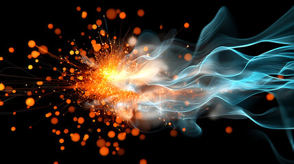 Poster - Dynamic energy explosion abstract visuals digital art dark background high-definition creative concept