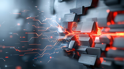 Poster - Dynamic tech visualization abstract space digital art futuristic environment close-up view energy concept