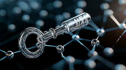Poster - unlocking potential a transparent key amidst molecular structures in a digital realm