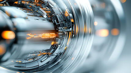Poster - Dynamic futuristic technology design digital environment 3d render industrial concept close-up viewpoint