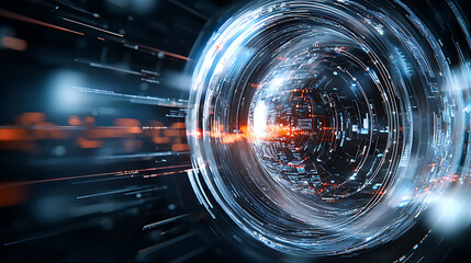 Poster - Dynamic energy flowing through a digital portal virtual space abstract imagery sci-fi environment futuristic viewpoint