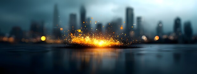 Poster - Futuristic visualization of a complex data driven urban landscape featuring a cinematic display of information technology and algorithmic optimization