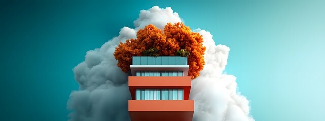 Poster - Imaginative 3D rendering of an architecturally ambitious residential tower showcasing innovative load bearing systems and cutting edge building materials in a dynamic Expressionist inspired style