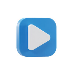 Poster - 3d rendered blue square play button icon