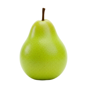 3D Render of a Single Ripe Green Pear on Transparent Background