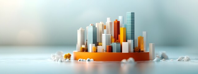 Poster - precision engineered digital visualization of a contemporary residential highrise complex with a str