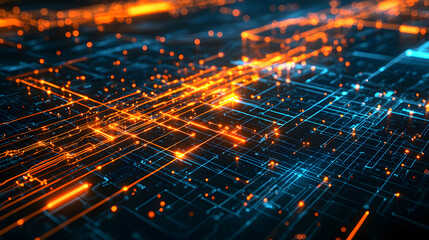 Poster - Dynamic abstract data flow background wallpaper technology digital artwork futuristic environment close-up viewpoint