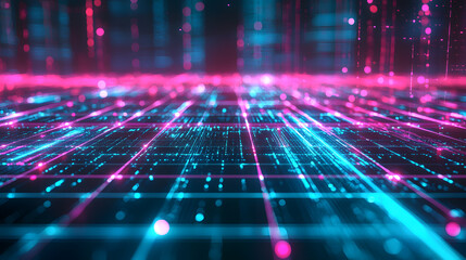Poster - Abstract data flow representation with glowing lines digital wallpaper background modern environment futuristic viewpoint