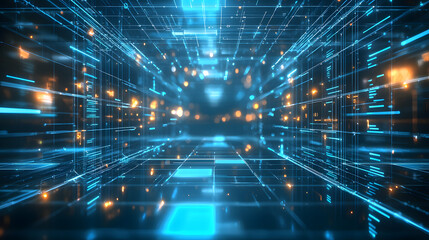 Poster - Glowing line abstract data flow background wallpaper futuristic digital space environment technology perspective