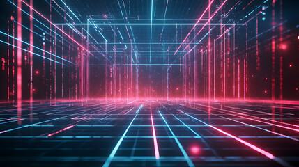 Poster - Abstract data flow background wallpaper futuristic glowing lines digital environment tech concept