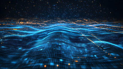 Poster - Glowing line abstract data flow background digital wallpaper virtual environment futuristic viewpoint
