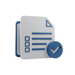 Poster - 3D Render of a White and Blue Open File Folder Icon with Checkmark