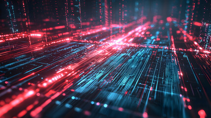 Poster - Abstract data flow with glowing lines digital wallpaper background high-tech environment futuristic viewpoint