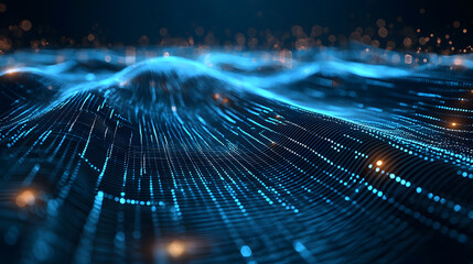 Poster - Glowing abstract data flow wave digital background wallpaper technology environment futuristic viewpoint