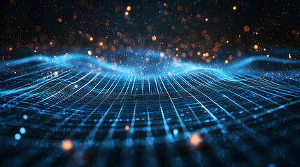 Poster - Abstract data flow glowing lines background wallpaper digital environment technology concept visual representation