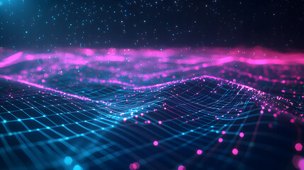 Poster - Glowing line abstract data flow wallpaper digital landscape interactive background futuristic viewpoint