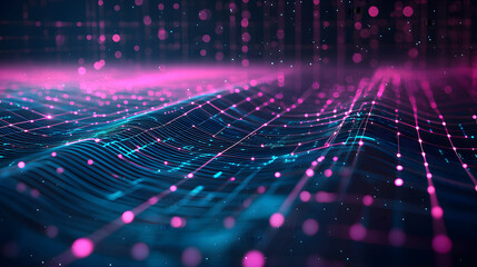 Poster - Dynamic abstract data flow concept digital space background wallpaper tech environment glowing lines viewpoint