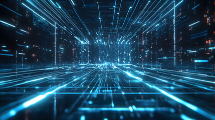 Poster - Glowing data flow abstract wallpaper digital space background technology environment futuristic viewpoint