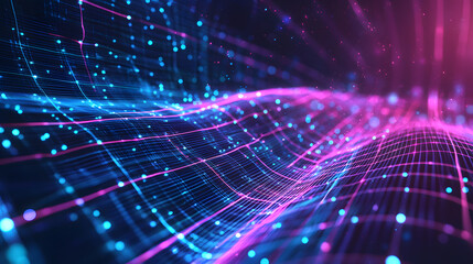 Poster - Glowing line abstract data flow background wallpaper digital wave animation futuristic environment tech concept
