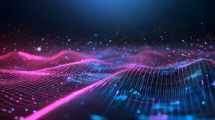 Fototapete - Abstract data flow representation through glowing lines digital background wallpaper futuristic environment dynamic viewpoint