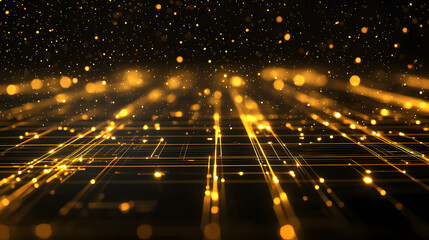 Fototapete - Glowing data flow abstract background wallpaper digital visualization technology concept dark environment close-up view