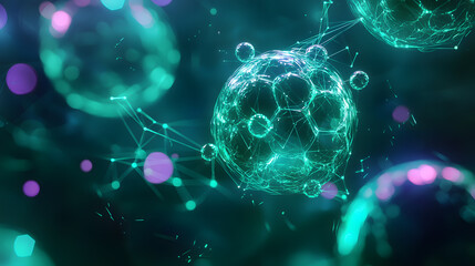 Poster - Visualizing cloud computing and decentralized systems in an abstract background wallpaper with futuristic elements