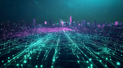 Poster - Futuristic energy grids wallpaper smart city frameworks urban background digital environment high-tech viewpoint