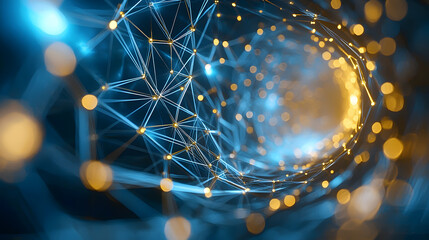 Poster - Quantum computing and multidimensional data visualizations stunning background wallpaper with complex connectivity patterns